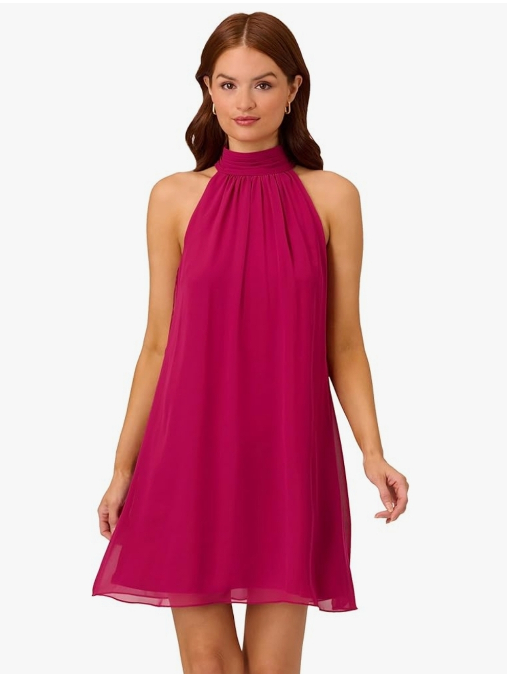 NWT Lush High Neck Sleeveless Swing Dress XS Red Pink Ditzy Flirty #9